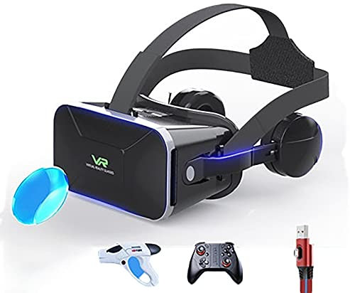 CYLZRCl Gafas VR Realidad Virtual 3D Gafas 3D Lente Protección Ocular Auriculares VR para 4-7 Pulgadas (Color : BLU Ray 5)