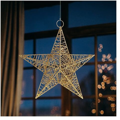 COM-FOUR® Decorazione a forma di stella Natale - decorazione natalizia stella da appendere - stella di Natale in metallo con brillantini