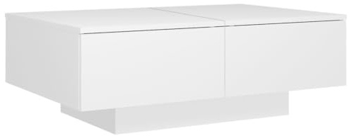 vidaXL Couchtisch mit Schublade Beistelltisch Wohnzimmertisch Kaffeetisch Sofatisch Teetisch Tisch Wohnzimmer Weiß 90x60x31cm Holzwerkstoff