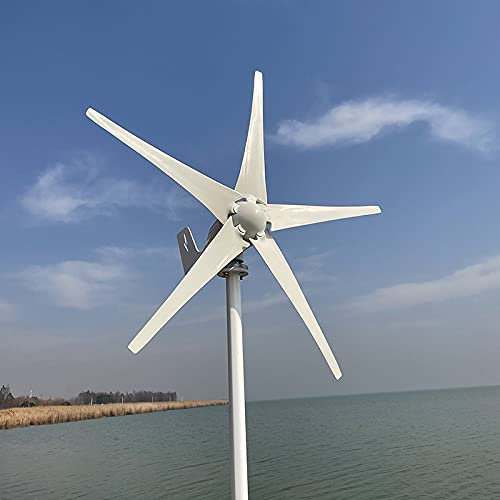 Genway 12V 24V Windkraftanlage 600W Windturbine Windgenerator mit MPPT Laderegler 5 Blätter Windrad Stromerzeugung für Heimat Marine Garten