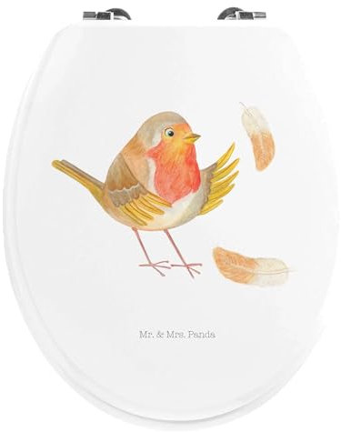 Mr. & Mrs. Panda Motiv WC Sitz Rotkehlchen Federn - Geschenk, Tiere, Toilette, fliegen, Klobrille, Tiermotive, Gute Laune, Vogel, Toilettendeckel,