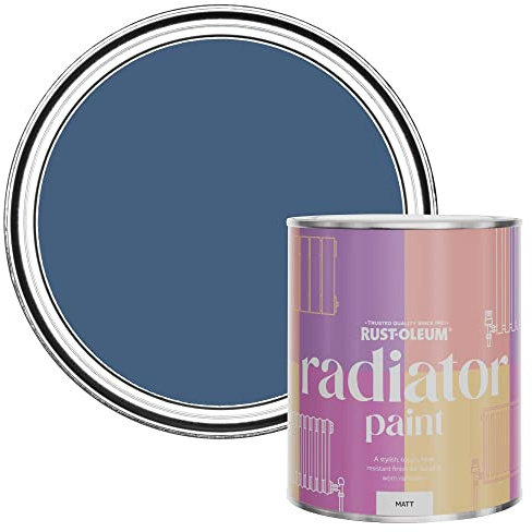 Rust-Oleum, blau Heizkörperfarbe, hitzebeständig, geruchsarm in Matt Finish - Blaue Seide 750ML