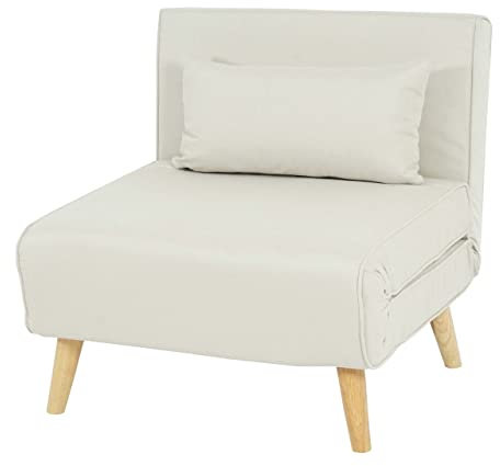 Mendler Schlafsessel HWC-D35, Schlafsofa Funktionssessel Klappsessel Relaxsessel Jugendsessel Sessel, Stoff/Textil - Creme-beige