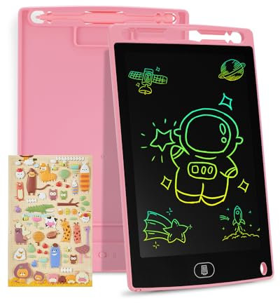 Genialba 12 Pollici Tavoletta Grafica LCD Scrittura Colorato, Lavagna da Disegno Cancellabile Portatile, Regalo Bambini, Tavoletta Grafica per Giochi Bambini 2 3 4 5 6 7 Anni Ragazze (Rossa)