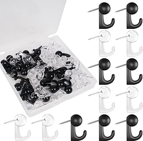 Aitikili Push Pin Hooks - 50 Pieces Cork Board Hooks, Push Pins for Wall, Decorative Thumb Tacks Hook for Photo Wall, Bulletin Board, Home Wall, Map, Calendar, Thumbtack Hooks Wall Pins for Hanging