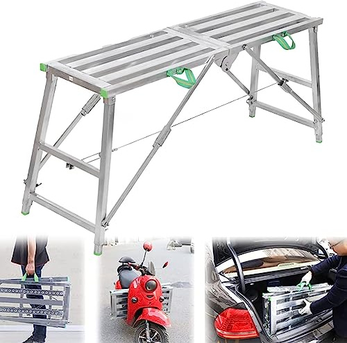 GIZMIT Plataforma de Trabajo de Altura Ajustable, Escalera de andamio Plegable portátil, Plataforma de andamio multipropósito para Limpieza de Casas rodantes, Paneles de Yeso, decoración,180cm