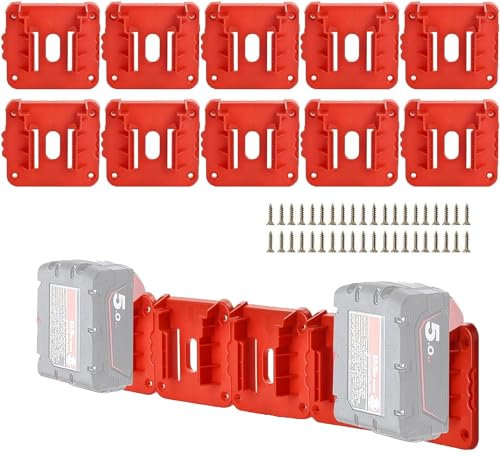 Fifod Batteriehalter für Milwaukee M18 18 V Batterie, Wandhalterung Batterien Aufbewahrung für Arbeitswagen, Regal (mit Schrauben, keine Batterie)