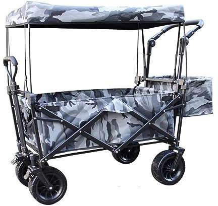 Chariot Pliable Chariot de Plage Chariot Jardin Chariot Pliant De Chariot De Jardin Avec Le Chariot Résistant D'auvent Avec Le Caddie De 4 Roues Pour La Plage Extérieure De Camping Chariot Transport P