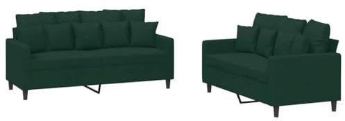 vidaXL Set di Divani 2 pz con Cuscini Verde Scuro in Velluto