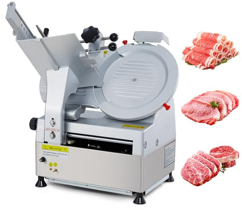 GARVEE Automatic Meat Slicer, 550W Deli Slicer with 12 Carbon Steel Blade, Meat Slicer Machine with Adjustable Thickness From 0～14 mm Suitable for Commercial/Home Use