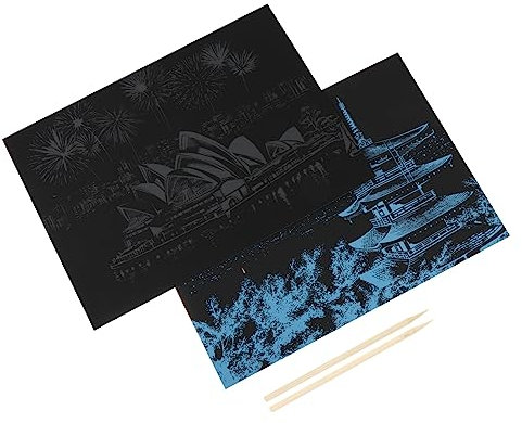 FOYTOKI 2stücke Kratzpapier Kreatives Schwarz Kratzpapier Für Stadtlandschaften Kunsthandwerk Für Fotogestaltung Mit Kratzstift Perfektes Kreativität Und Hand-auge-koordination