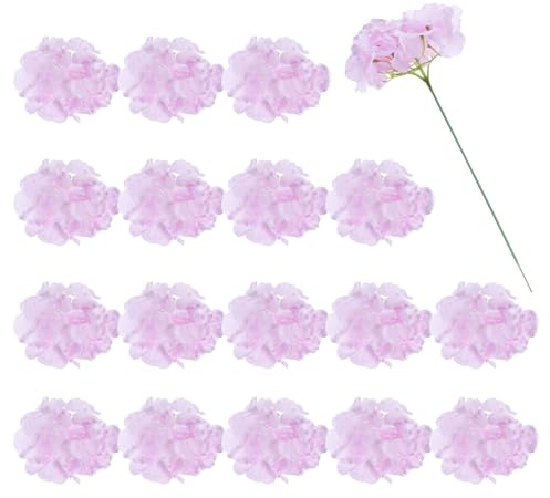 sourcing map Lot de 30 fleurs d'hortensia artificielles en soie avec tiges artificielles pour décoration d'intérieur, bureau, bouquet de mariage, hôtel, centre de table, fête - Violet clair