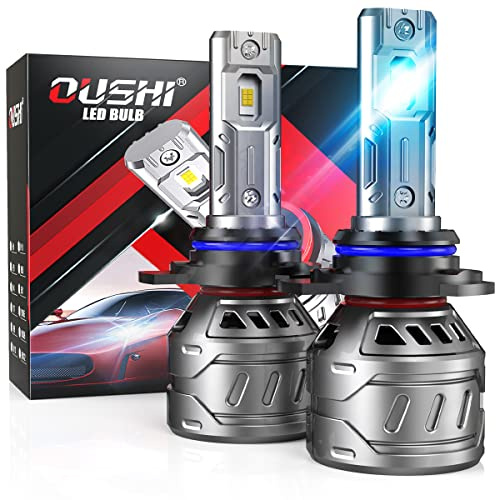 OUSHI Bombilla HIR2 LED 9012, Kit De Conversión Todo En Uno 14000LM 70W 6000K Blanco Xenón Para Faros Delanteros De Automóviles (2 Piezas)