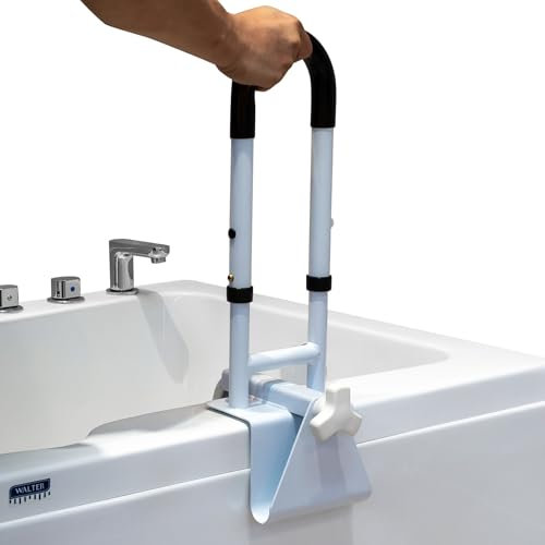 Maniglia Accesso Vasca Regolabile, Maniglia Accesso Vasca Imbottita, Maniglione Vasca da Bagno Anziani, Fissaggio Portante Fino a 136 KG Senza Foratura, Tenuta Sicura, Regolabile in Modo Flessibile