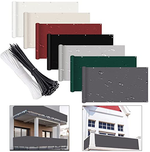 Outdoor Privacy Screen for Fence 120x550cm UV Proof Weather Resistant Includes Rope & Black Cable Ties Ideal for Garden Yard Backyard Deck Dark Grey