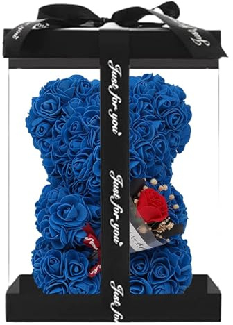 Generisch Rosenblumenbär, Rosenbärs, Dekorativer Valentinstagsbär, Teddybär, Künstliche Rosenbären Mit Rosenstrauß, Romantisch Rosen Teddybär Geschenk Für Weihnachten, 24x16cm
