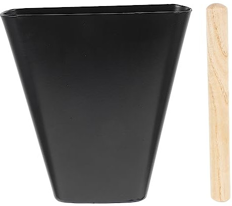 BIUDECO Cencerro Metálico para Percusión Músicos Tamaño 6 Pulgadas Color Negro Resistente Sonido Brillante Accesorios para Baterías Uso Profesional y Eventos Deportivos