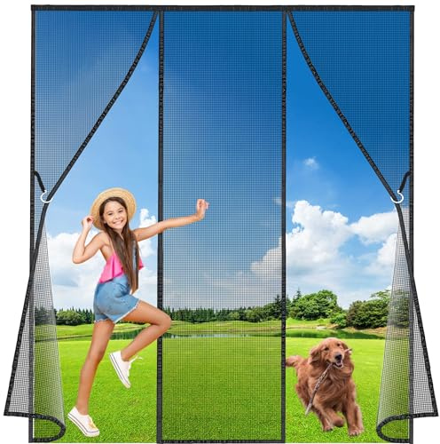 Luxvix Fliegengitter Doppeltür, 200x210 cm Magnet Insektenschutz, Der Magnetvorhang Ist Ideal Für Die Balkontür, Kellertür und Terrassentür, Kinderleichte Klebemontage Ohne Bohren LF2C1 ‎Schwarz