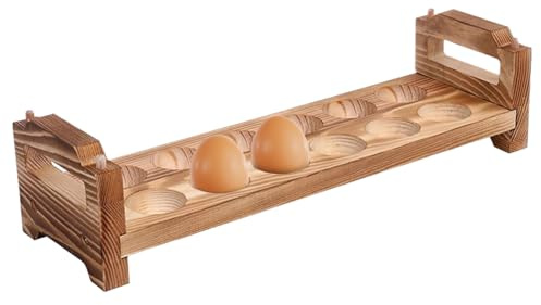 Portauova in legno da banco – Portauova impilabile | Organizer per uova in legno | Portauova in legno | Salvaspazio rustico rustico da banco per feste in cucina
