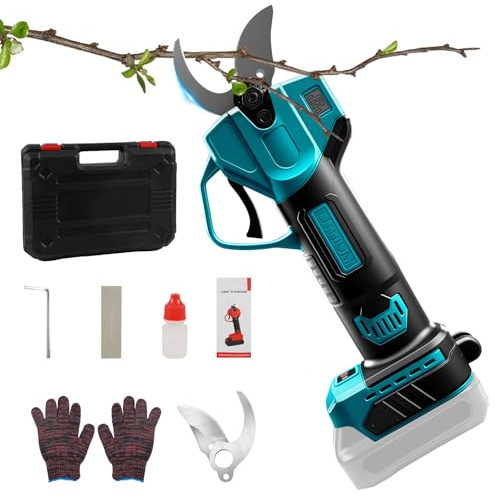 Cordless Pruning Shears for Makita 18V Battery,Electric Secateurs with 2 Gears,Digital Display, 51mm Max Cutting Diameter, Grinding Stone and Replacement Blades (No Battery)