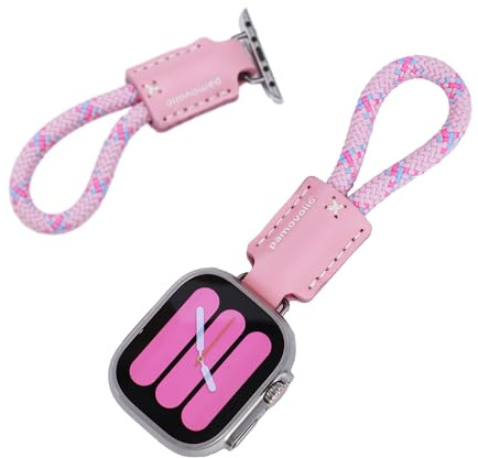 pamovolio leather braided short paracord for apple watch fob keychain clip pocket watch ultra49mm series123456789se10s11 46/44/45/42/41mm38 chain watch band key Holder Ring40