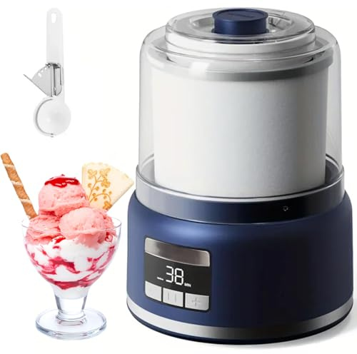 Máquina automática de helados con pantalla LED y temporizador, máquina de golosinas de congelación rápida para helados caseros, sorbetes, batidos y yogur