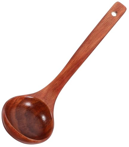 Garneck Cooking Soup Ladle Wooden Handle Long Handle Soup Spoon for Family Kitchen