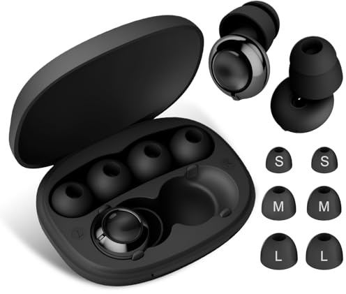 2025 New Adjustable Ear Plugs for Sleep - 3 Modes, Washable and Reusable Anti-Snoring Earplugs for Sleep/Focus/Travel/Work, Available in S, M, and L Sizes, 13–45 dB (SNR) Noise Reduction- Black