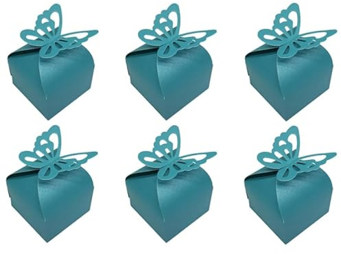 RUIYWEN 50 Stück Geschenkbox Schmetterling Schachtel Geschenk für Hochzeiten, Geburtstage, Party Dekoration (Himmelblau)
