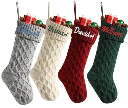 Personalisierbarer bestickter Namen, 45,7 cm, großer Weihnachtsstrumpf, personalisierter bestickter Namen, Weihnachtsstrumpf für Weihnachten, Kamin, Weihnachtsbaumschmuck