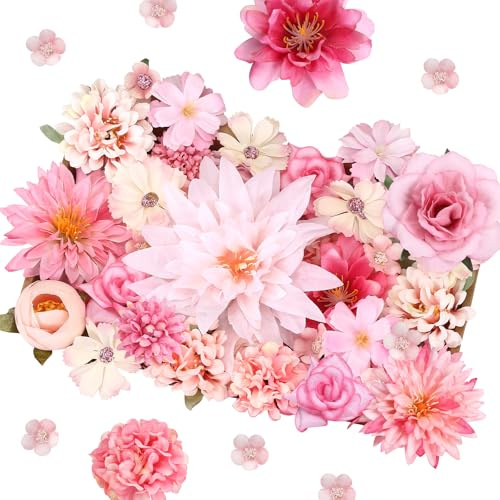Kesote 50Pcs Artificial Flower Rose Heads Without Stems - Pink