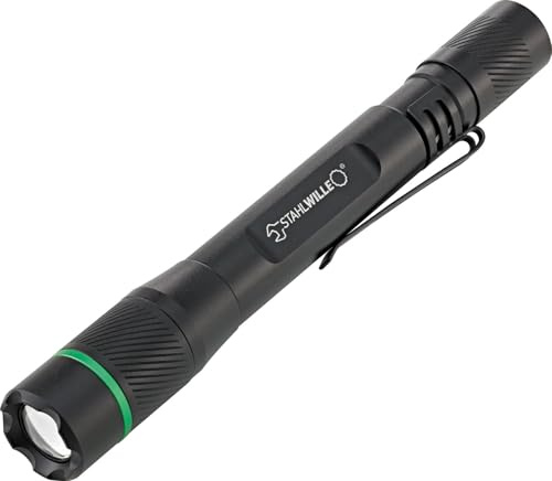 STAHLWILLE 13136 SL 850 | wiederaufladbare LED Taschenlampe Stiftleuchte | bis 850 lm, Gehäuse aus widerstandsfähigem Aluminium | 3 h Leuchtdauer, Schwarz