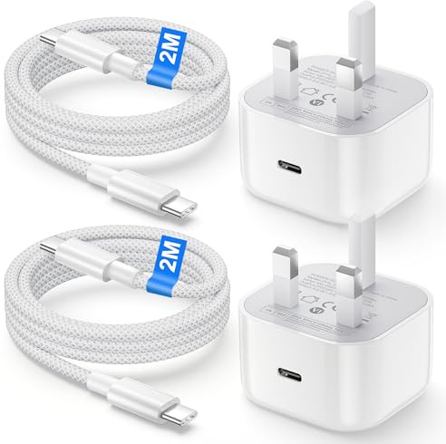 30W USB C Fast Charge, 2Pack Fast Charger USB C Plug and Cable for iPhone 17/17 Pro/17 Pro Max/Air/16 15 Pro Max/iPad Pro/Air, Type C Wall Super Charge Power Adapter with 2M USB C to C Charging Cable