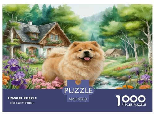 Puzzle Chow Chow 1000 Pièces pour Adultes Et Enfants, Jeu De Société Convivial, Casse-tête Buisson Fleuri, Home Decor, Cadeau Adulte 70x50cm/1000pcs