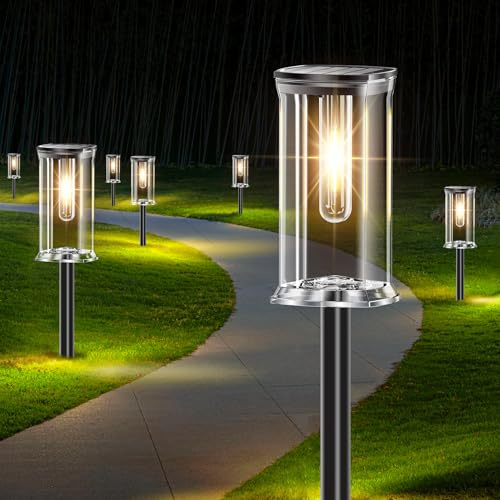 SOLARBABY Solarlampen für Außen Garten – 12 Stück Solarleuchten mit Warmweißem Licht, IP65 Wasserdicht Solarleuchten Garten, Auto Ein/Aus, Dekorative Gartenbeleuchtung für Weg,Terrasse, Hof & Rasen