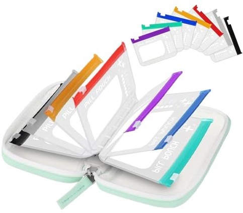 Pillenbeutel-Set – 14-teiliger Wasserdichter Reise-Organizer | Wiederverwendbare Medikamententasche Mit Reißverschluss, Halter Für Wöchentliche Vitaminpräparate | Tragbarer, Kompakter, Dur
