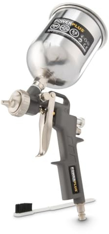 Powerplus Farbspritzpistole POWAIR0105 - mit 400 ml Aluminium-Becher, Kompressoren-Zubehör zum Sprühen und Sprayen , 3 Sprühbilder