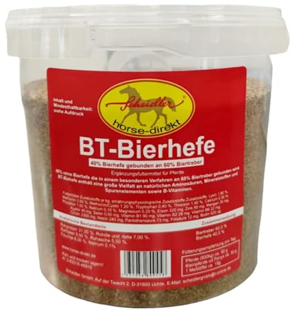 Scheidler horse-direkt BT-Bierhefe 1,2 kg – Ergänzungsfuttermittel für Pferde – Granulat im Eimer – mit Messlöffel
