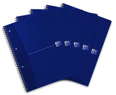 Oxford Collegeblock A4, kariert, 70 Blatt, original blue / blau, 5 Stück