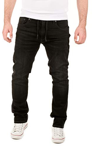 WOTEGA Noah - Denim Jogging Jeans - Herren Schlupfhosen Mit Hohem Bund - Männer Sweat Cargohosen, Schwarz (Phantom Black 3R4205), W36/L34