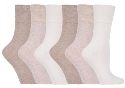 IOMI Footnurse - Ladies 6 pack loose non elastic diabetic socks with hand linked toe seams