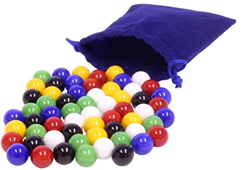 AmishToyBox.com Bag of 60 Glass Marbles for Chinese Checkers, 5/8 (16mm) Diameter