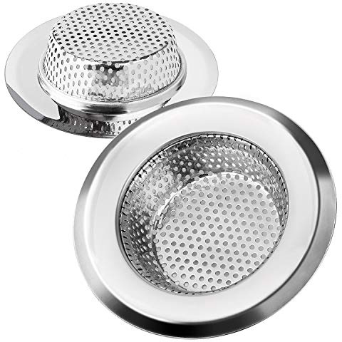 Abflusssieb für Küchenspüle, Abflusssieb, Edelstahl, langlebig, verhindert Verstopfen, ideal für Hausspülen, Küche, Bad, Waschbecken, 11,3 cm Durchmesser, 2 Stück