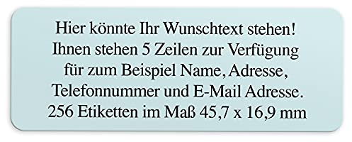 Adress-Aufkleber | PERSONALISIERT | 256 Stück | kleine Etiketten mit Wunsch-Text - Farbe hell blau | für Namen und Adressen