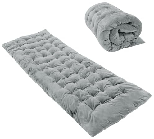 REDCAMP Folding Cot Pads for Sleeping Extra Thick, Soft Comfortable Velvet Microfiber Camping Cot Mattress Pad for Adults, Lightweight Sleeping mats for Backpacking Hiking, Grey 75x30 inches