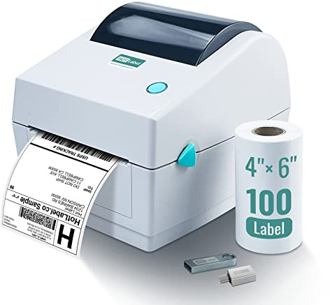 HotLabel Thermoetikettendrucker 4x6 Thermodrucker Versandetiketten Drucker Desktop Etikettendrucker Home Business Label Printer für DHL FedEx, Amazon, Ebay, Shopify Windows Mac