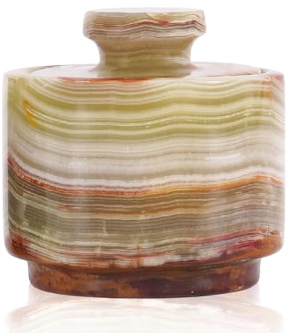 MARBLOUS KRAFTS Snygg marmorsockerdispenser 99 ml saltkällare, saltbehållare och marmorinredning 7,6 cm x 7,6 cm köksinredning och saltpepparskålar saltdispenser (grön onyx)