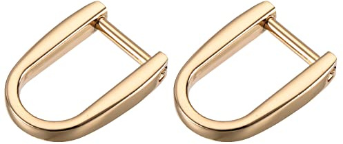 METALLIXITY Fer à Cheval Anneaux en D (14mm) 2Pcs Visser Forme U Boucles Manille - pour Voiture Clés Porte-clés Sacs Cuir Artisanats, Doré Clair