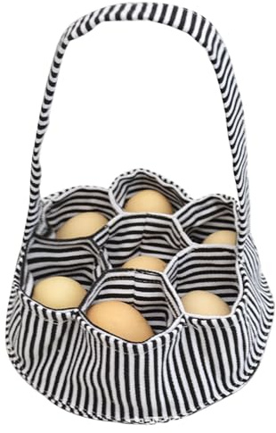 Eierkorb für frische Eier Eiersammelkorb aus Stoff Taschen mit 7 Beuteln tragbare Eierhaltertasche Eierkörbe für frische Eier Eiersammelkorb für Hühnereier Familiengarten Bauernhöfe