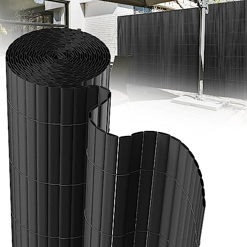 Tubiaz Brise-vue en PVC - 180 x 400 cm - Clôture avec renfort interne - Brise-vue - Pour balcon, protection solaire - Avec serre-câbles - Gris